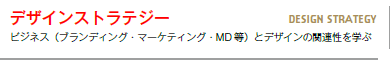 デザインストラテジー：ビジネス（ブランディング・マーケティング・MD 等）とデザインの関連性を学ぶ